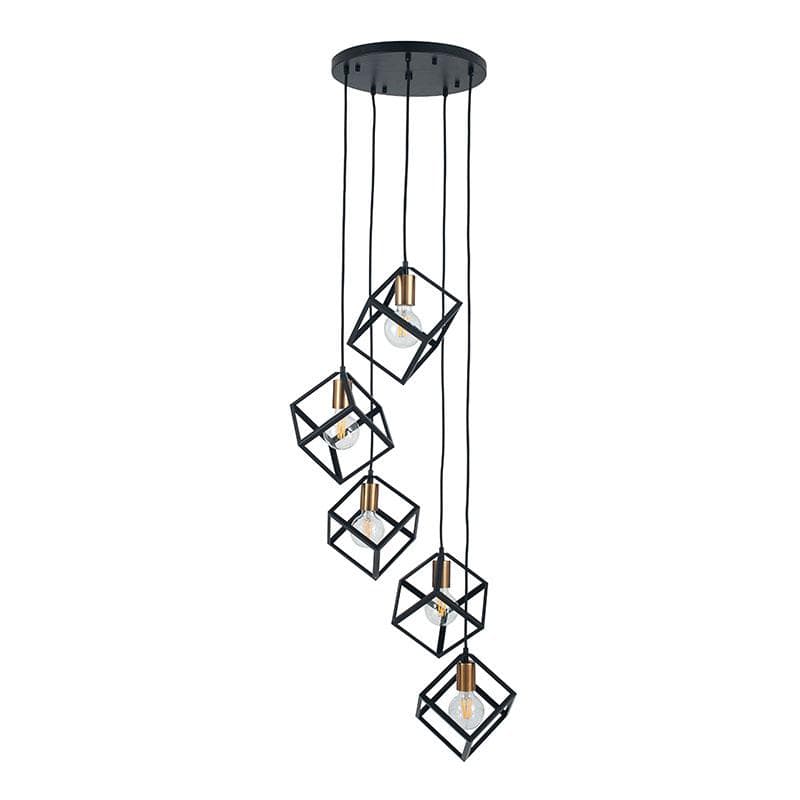 5 Cube Matt Black Electrified Pendant