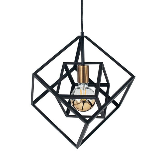 Two Cube Matt Black Pendant