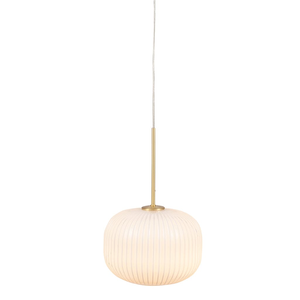 Bella White Ribbed Glass & Gold Metal Squoval