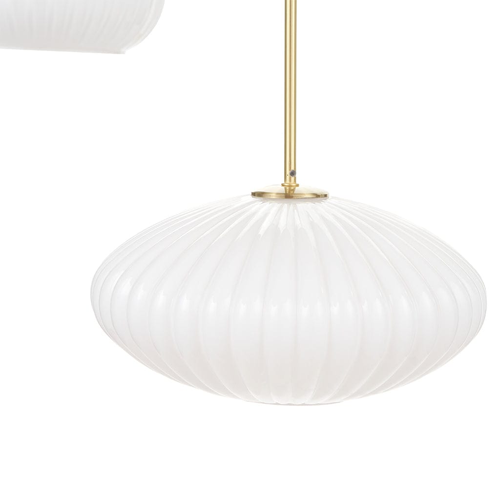 Alexa White Ribbed Glass & Gold Metal Multi Drop Pendant