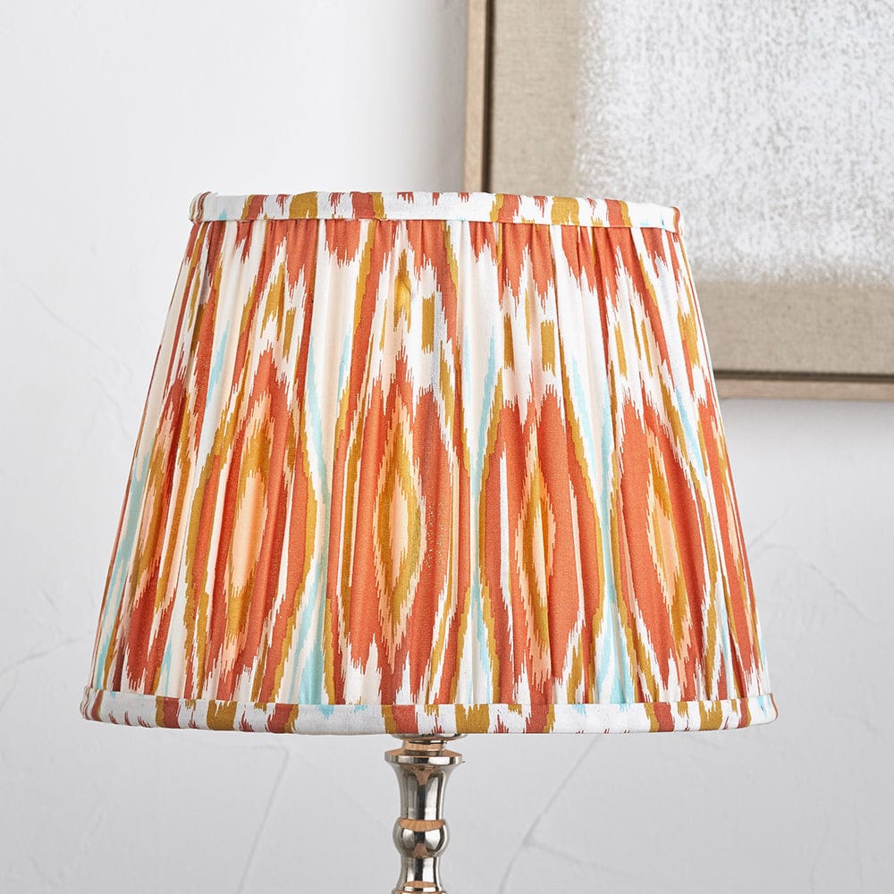 Izara Cinnamon Ikat Patterned Mushroom Pleat Tapered Lampshade