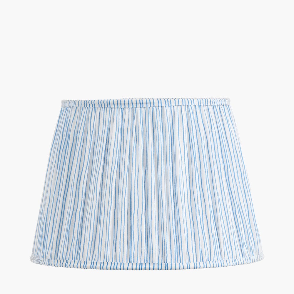 Thiago Ocean Blue Stripe Mushroom Pleat Tapered Lampshade