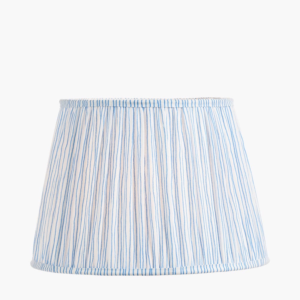 Thiago Ocean Blue Stripe Mushroom Pleat Tapered Lampshade