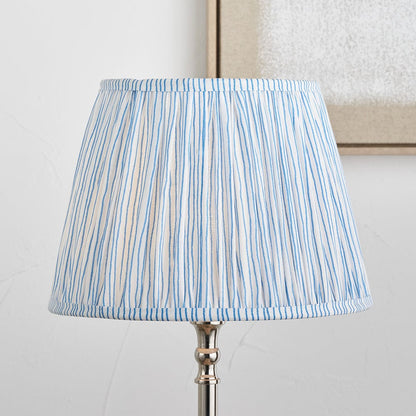 Thiago Ocean Blue Stripe Mushroom Pleat Tapered Lampshade