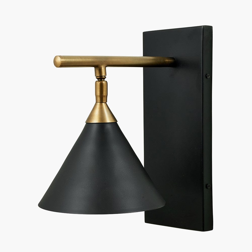 Zeta Matt Black & Antique Brass Wall Lamp