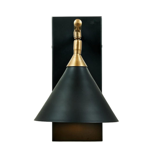 Zeta Matt Black and Antique Brass Wall Lamp