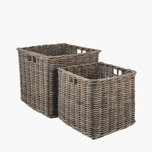 Bali Grey Kubu Set of 2 Large Square Baskets