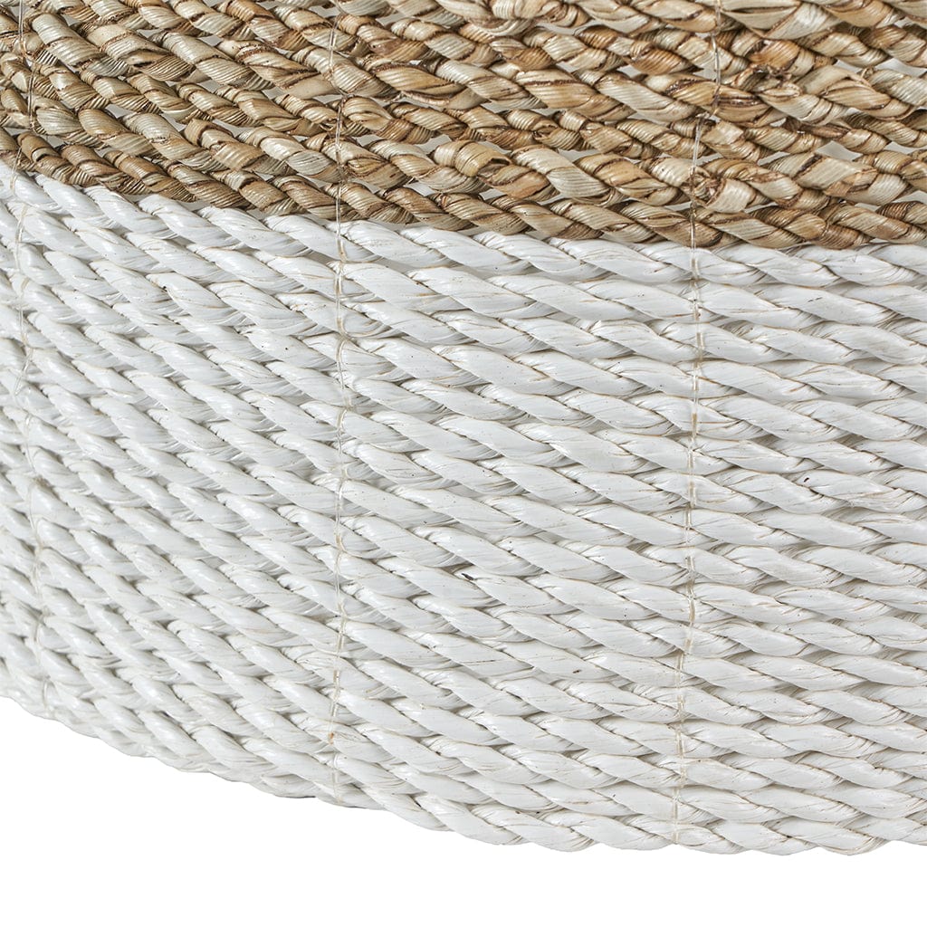 Set of 2 Banana Leaf Two Tone Natural & White Baskets