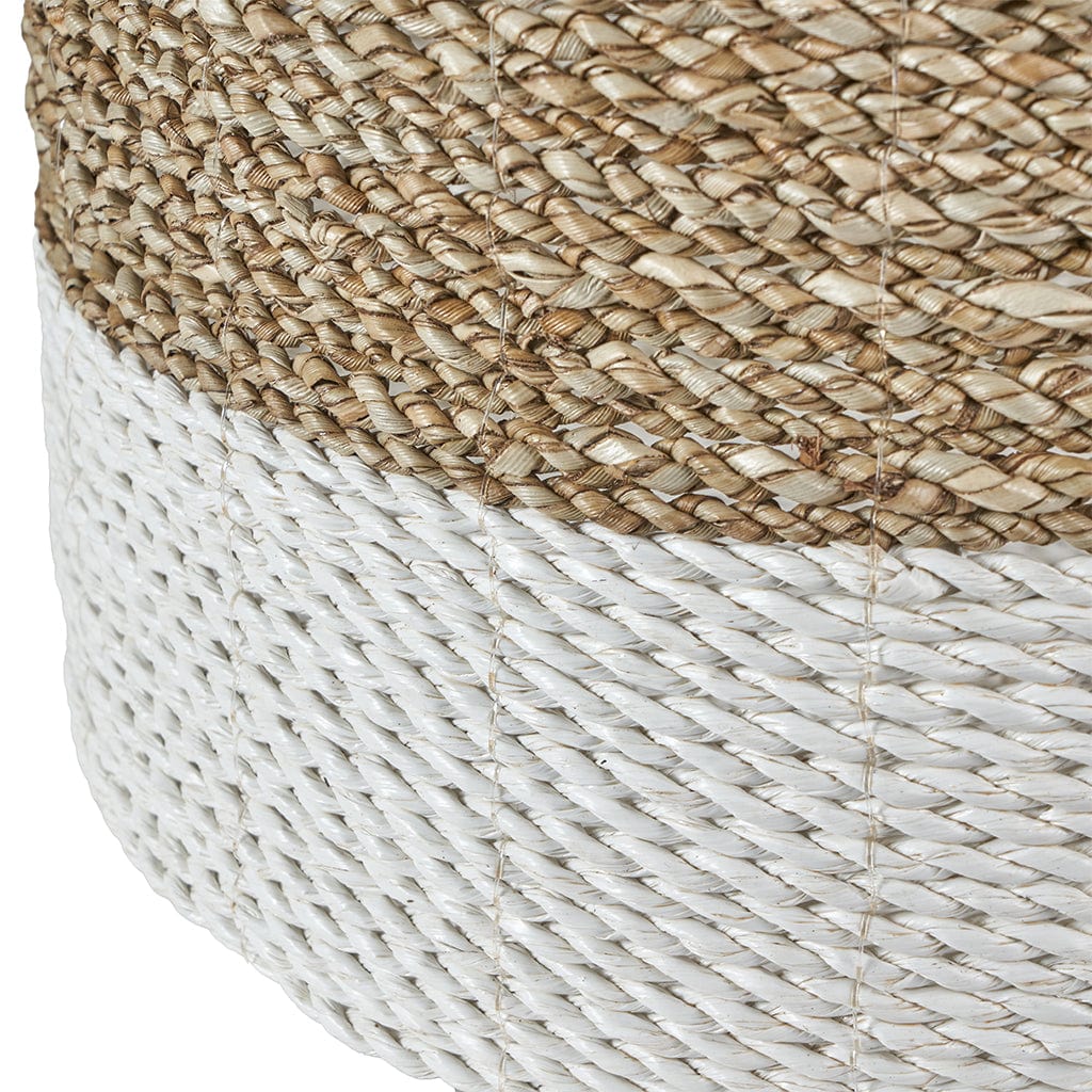 Set of 2 Banana Leaf Two Tone Natural & White Baskets