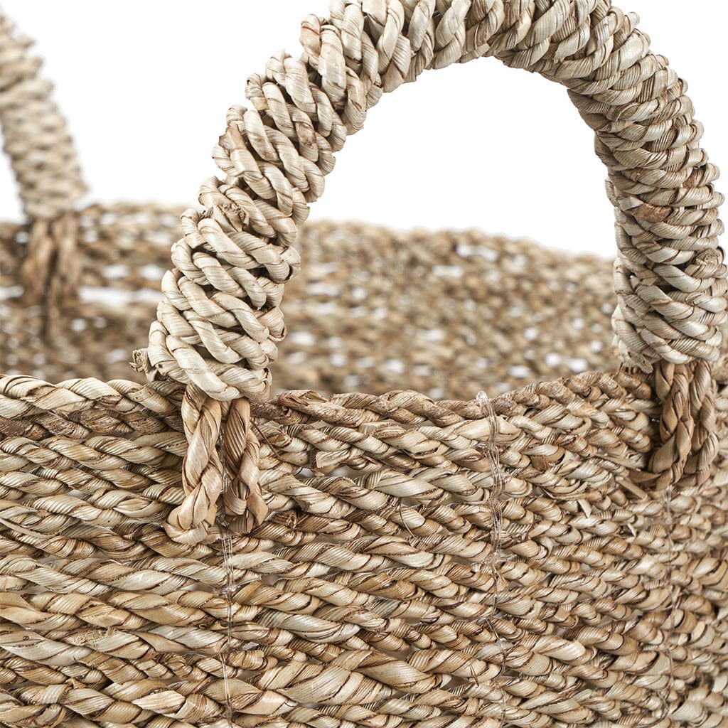 Set of 2 Banana Leaf Two Tone Natural & White Baskets