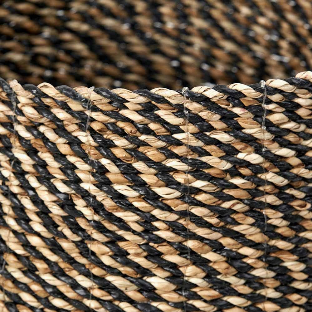 Set of 2 Seagrass Natural & Black Round Handled Baskets