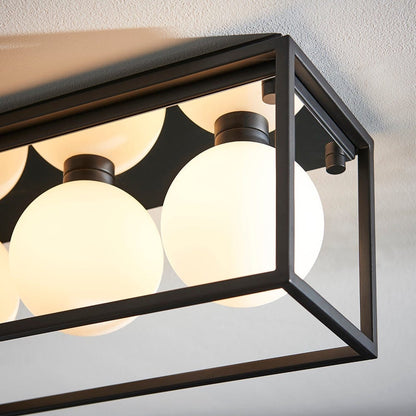 Frame 3 Light Matt Black Semi Flush Bathroom Light