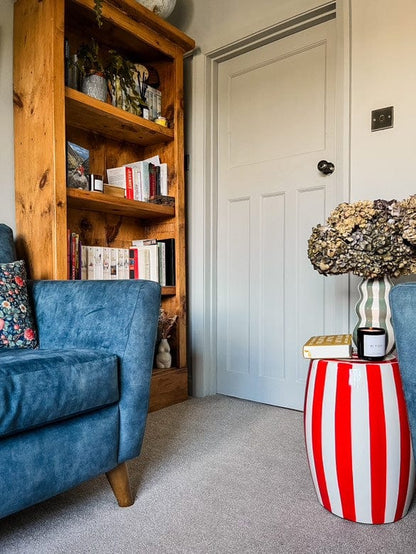 Red Stripe Ceramic Stool