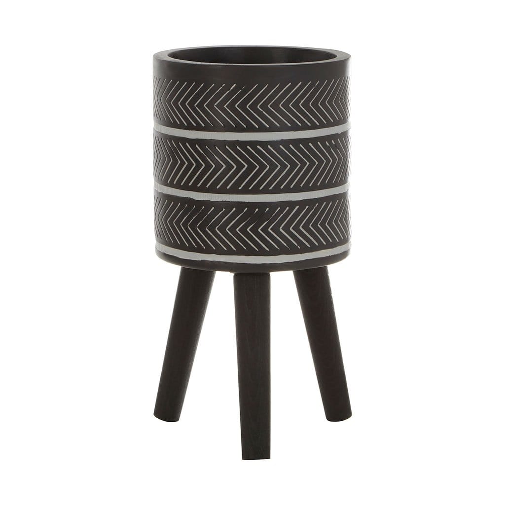 Leon Black Chevron Planter