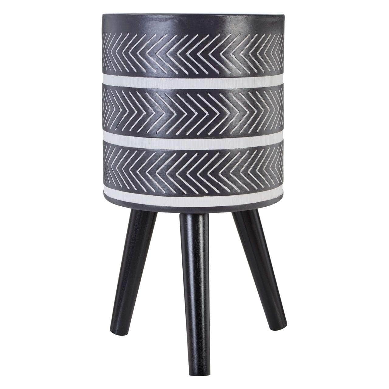 Leon Large Black Chevron Planter