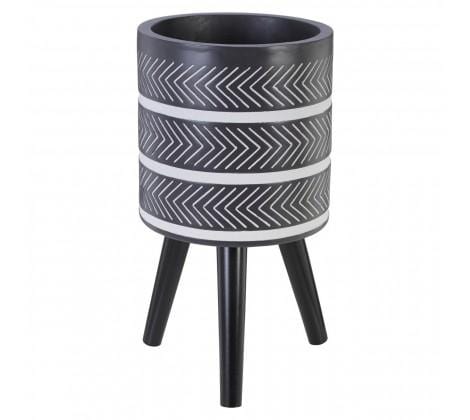 Leon Large Black Chevron Planter