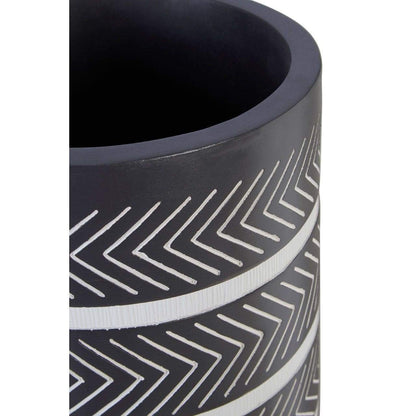 Leon Large Black Chevron Planter