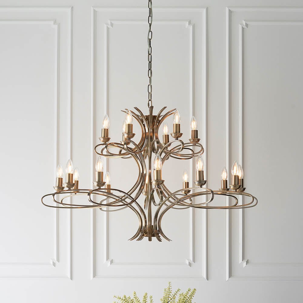 Penn Brushed Brass 18 Light Chandelier