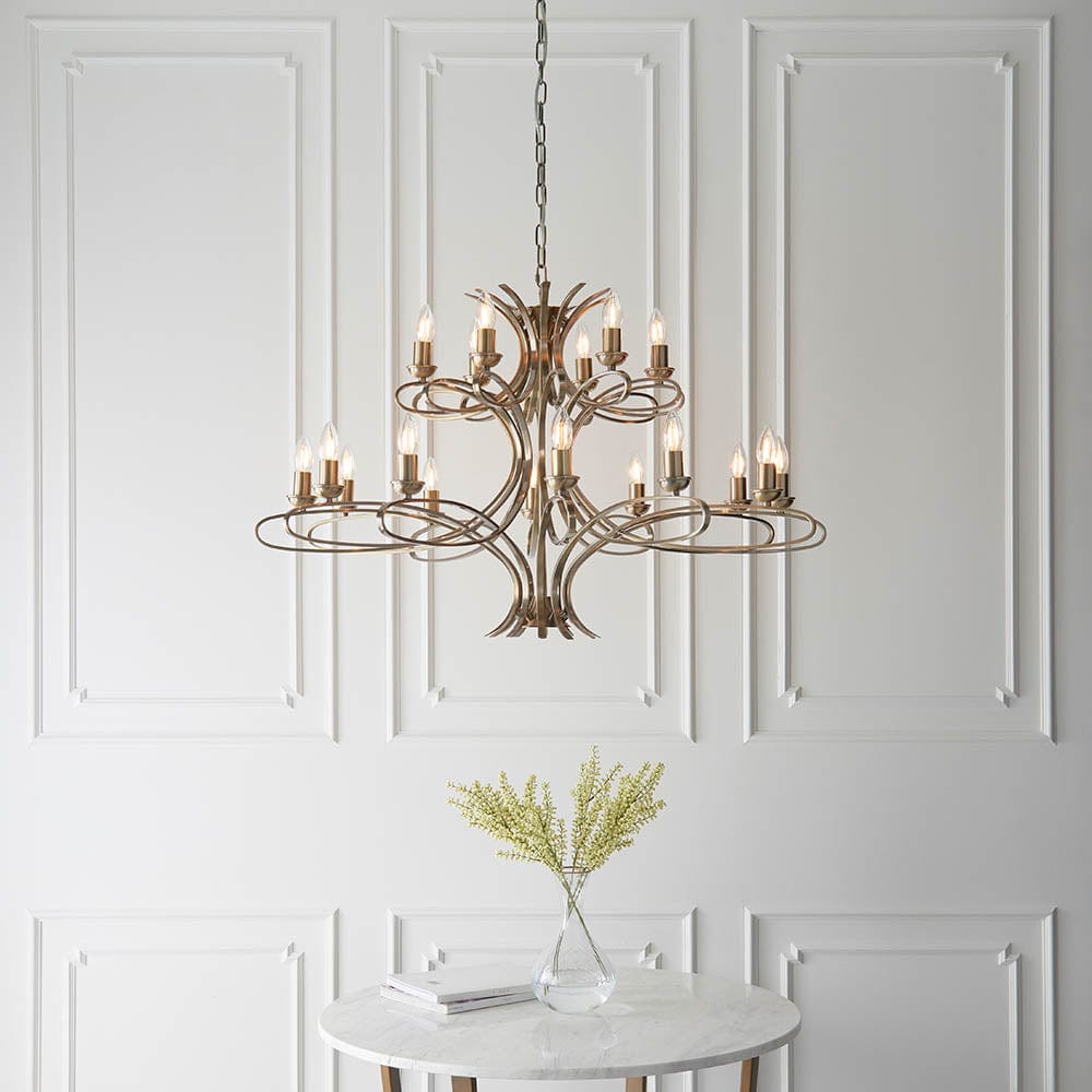 Penn Brushed Brass 18 Light Chandelier