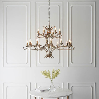 Penn Brushed Brass 18 Light Chandelier