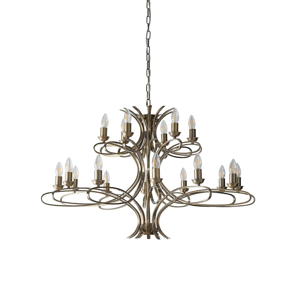 Penn Brushed Brass 18 Light Chandelier