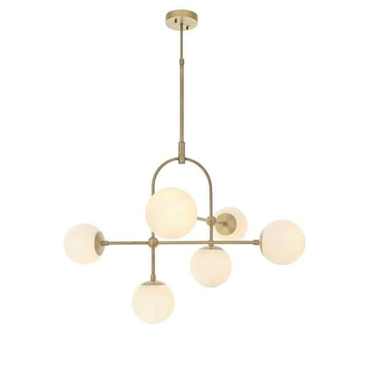 Keleti 6 Light Matt Antique Brass Semi Flush Ceiling Light