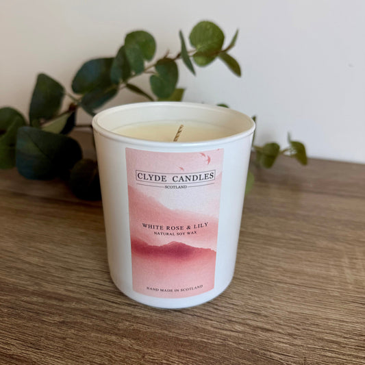 White Rose & Lily Large Glass Candle Gift Box