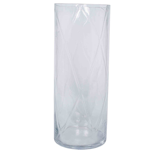 Clear Glass Round Optic Vase Large