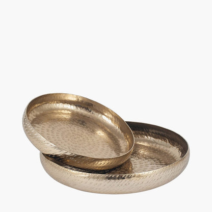 Gold Hammered Metal Bowls Set of 2