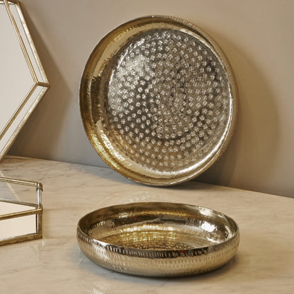 Gold Hammered Metal Bowls Set of 2