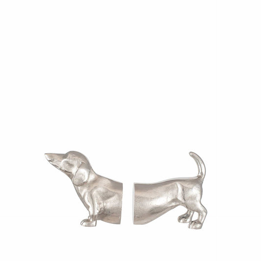 Silver Metal Sausage Dog Book Ends