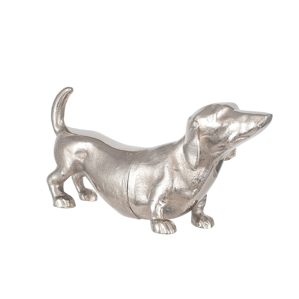 Silver Metal Sausage Dog Book Ends