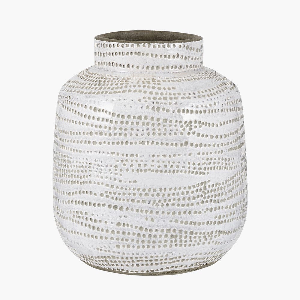 White Dotty Stoneware Vase