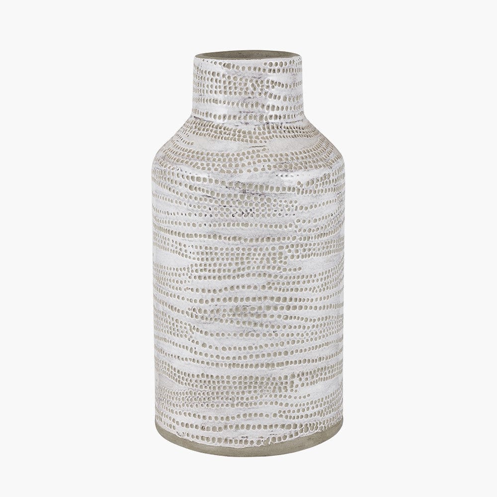 Alina White Dot Design Stoneware Vase