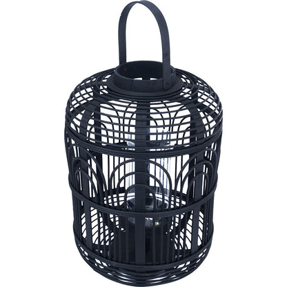 Black Bamboo & Glass Large Lantern