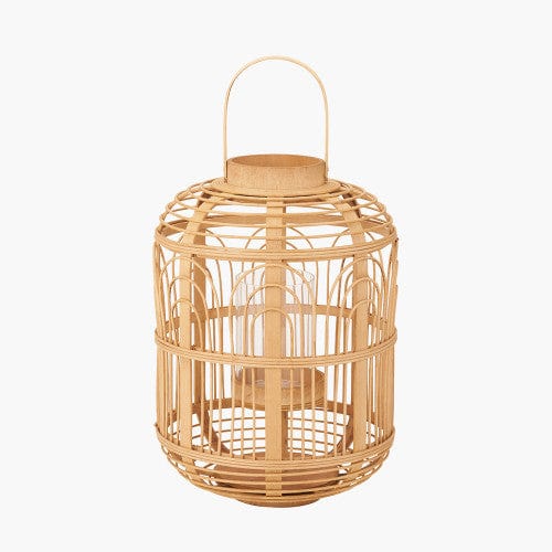 Natural Bamboo & Glass Large Lantern