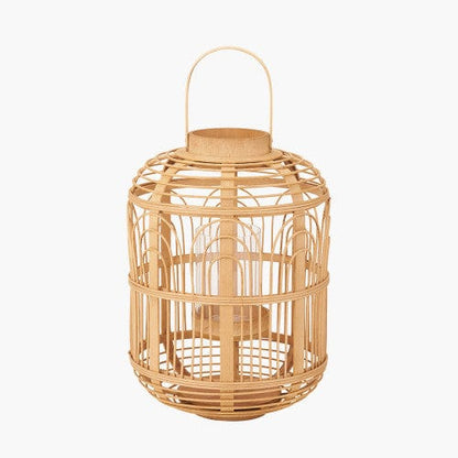 Natural Bamboo & Glass Large Lantern