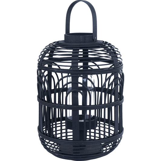 Black Bamboo & Glass Small Lantern