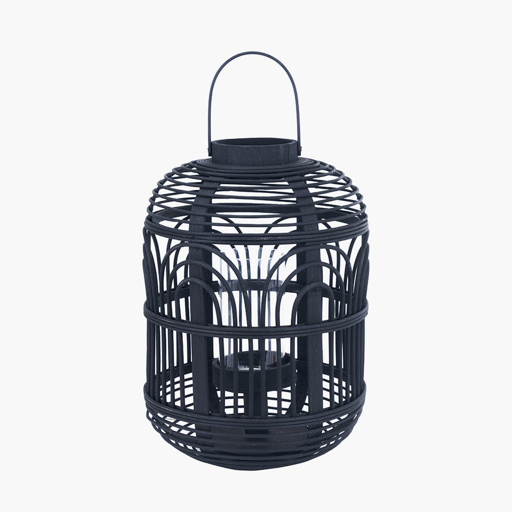 Black Bamboo & Glass Lantern