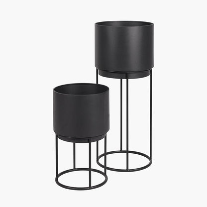 Graphite Set of 2 Circular Planters