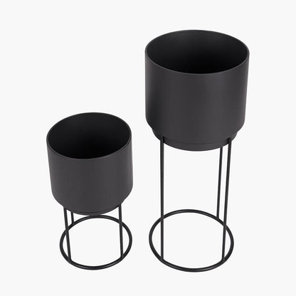 Graphite Set of 2 Circular Planters