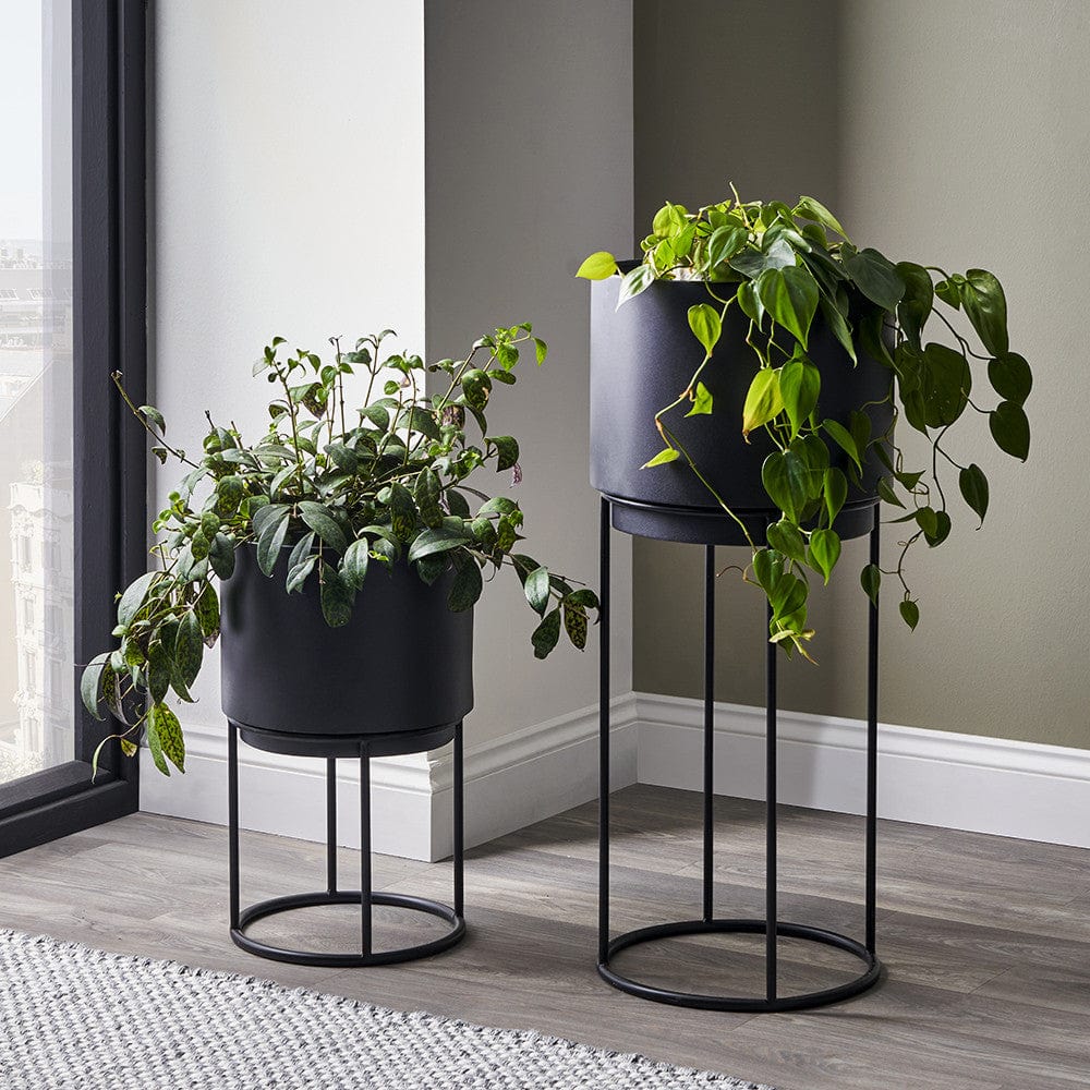 Graphite Set of 2 Circular Planters