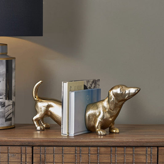 Shiny Gold Sausage Dog Book Ends