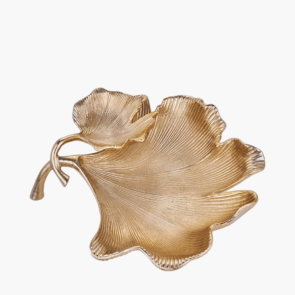 Gold Metal Dual Gingko Leaf Bowl