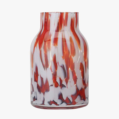 Red & White Tortoiseshell Glass Vase Tall