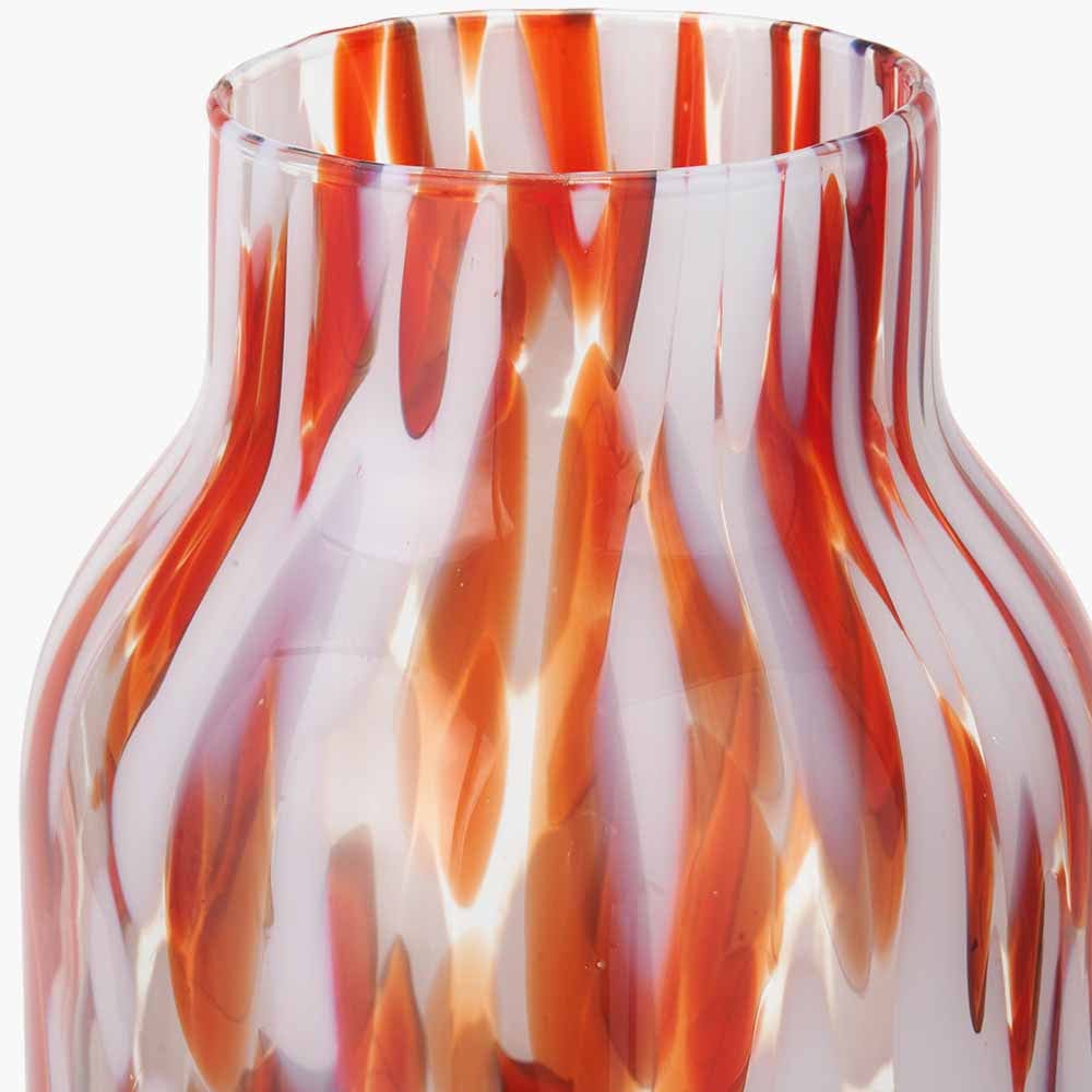 Red & White Tortoiseshell Glass Vase Tall