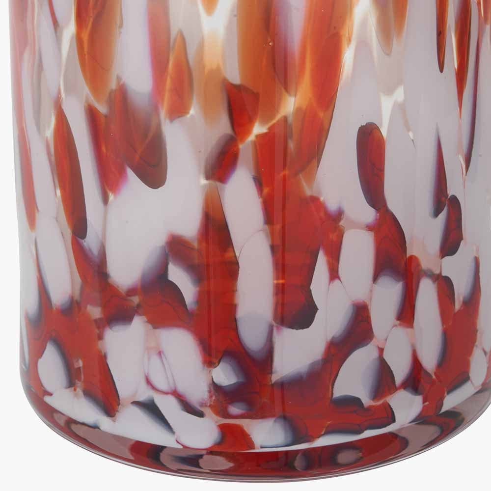 Red & White Tortoiseshell Glass Vase Tall