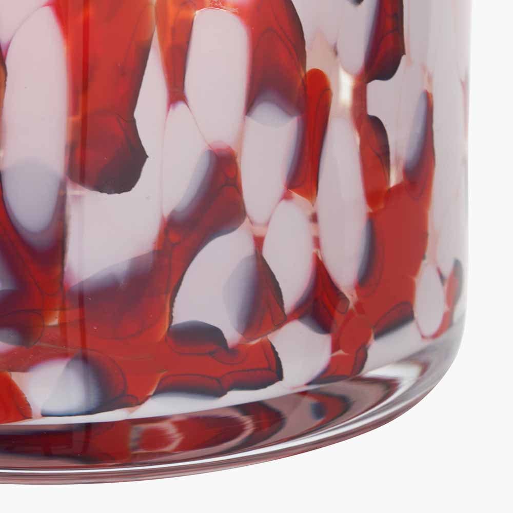 Red & White Tortoiseshell Glass Vase Tall