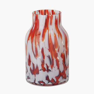 Red & White Tortoiseshell Glass Vase Tall