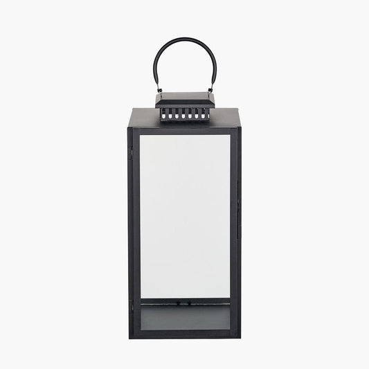 Black Stainless Steel & Glass Large Rectangular Lantern